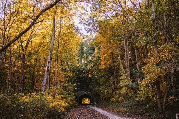 fall foliage heritage rail trail tunnel