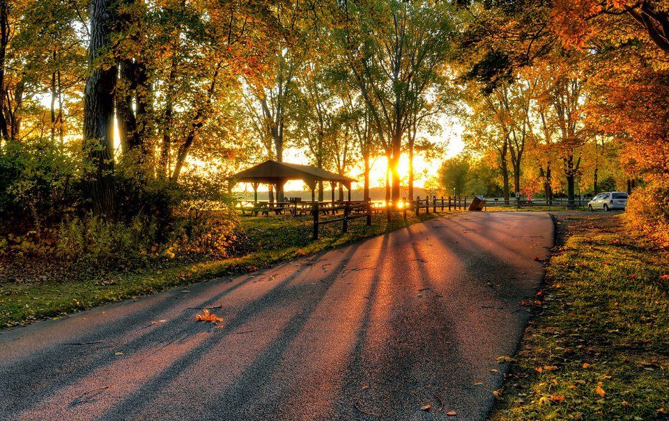 fall colors at dusk from Presque Isle