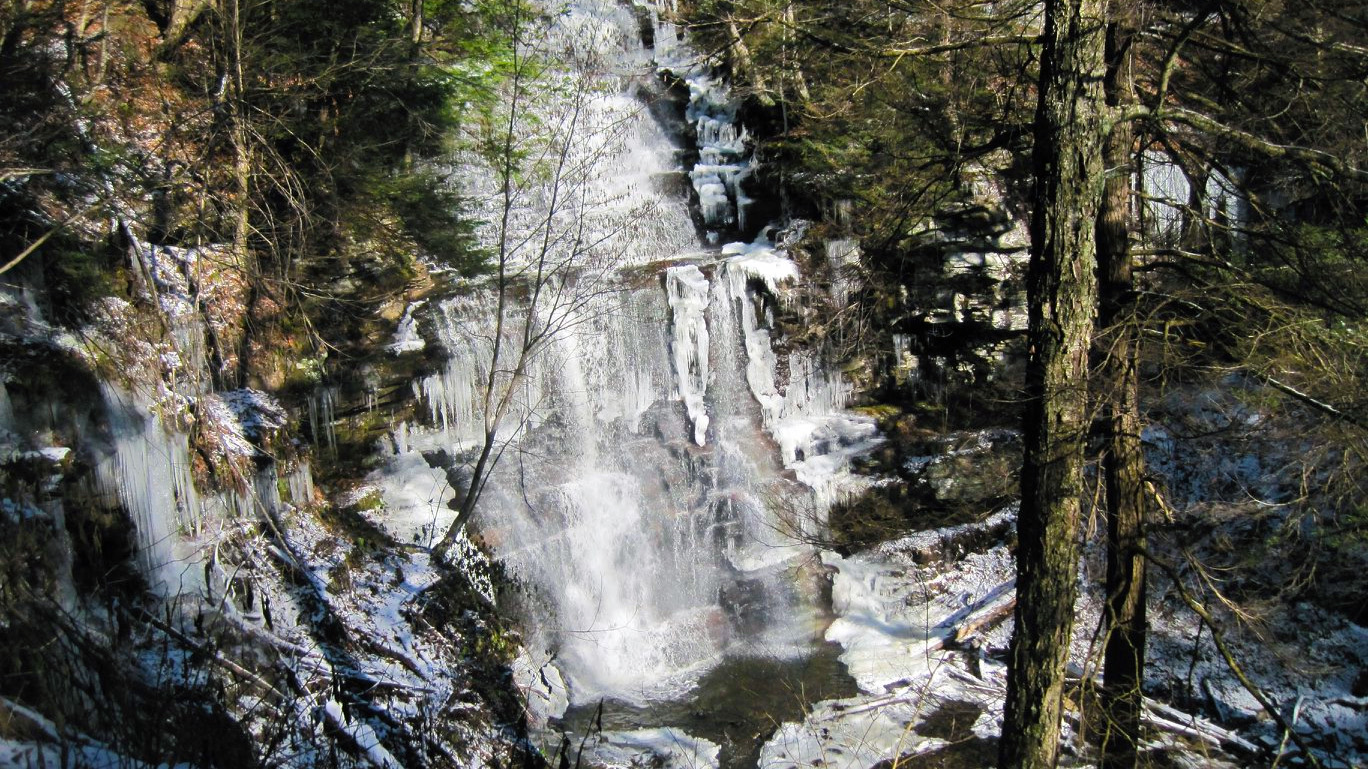 Waterfall starting to freeze in Ricketts Glen State Park