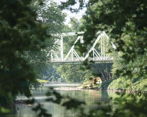 Metal Bridge over creek Blairsville Riverfront Trail